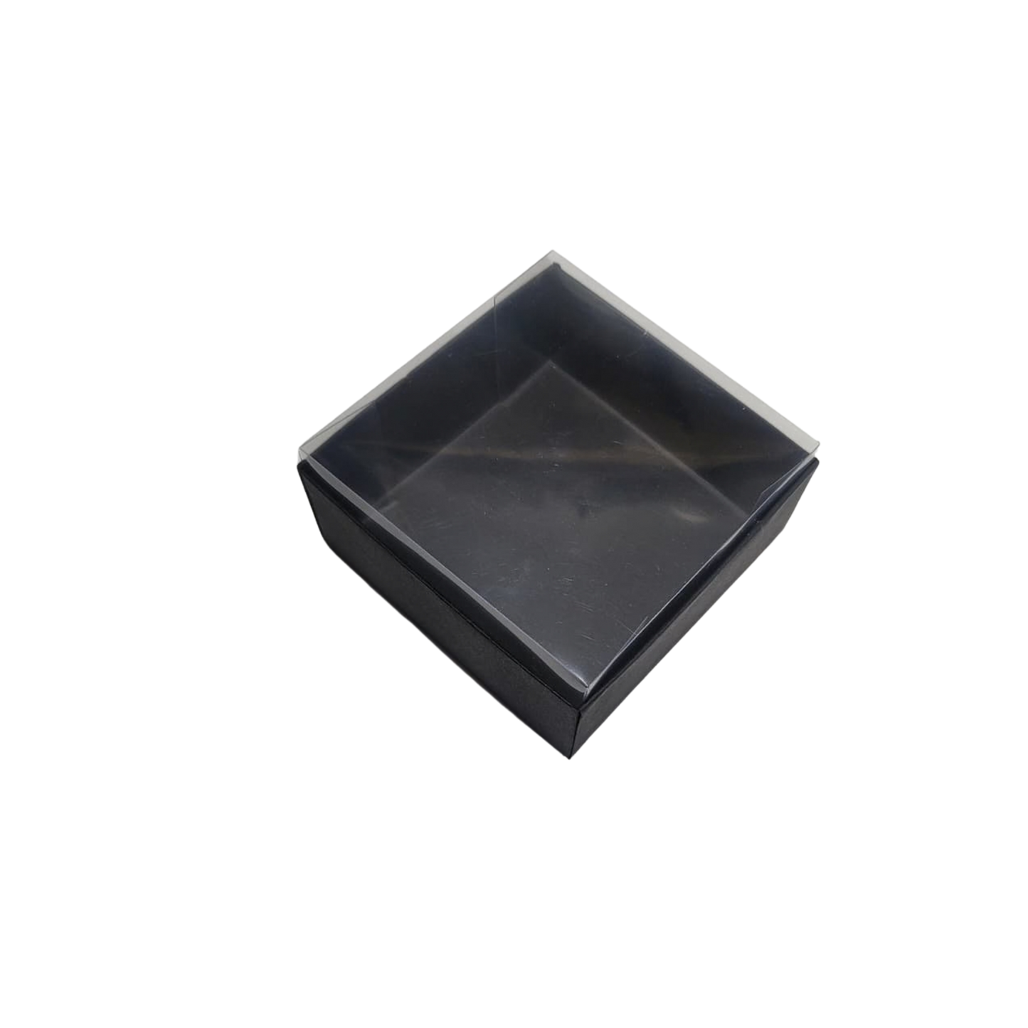 Set 10 Cutii Elegante din Carton Neagra cu Capac Transparent din Acetofan 9x9x4 cm – Ambalaj Premium