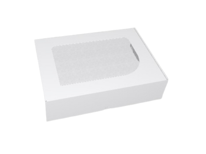 Cutie carton albă autoformare cu fereastră, 12.5x12.5x3 cm