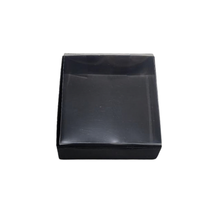 Set 10 buc – cutie carton neagră cu capac transparent, 10x10x5 cm