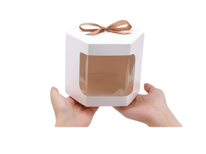 Cutie carton albă, 10x10x10 cm – Hexagon