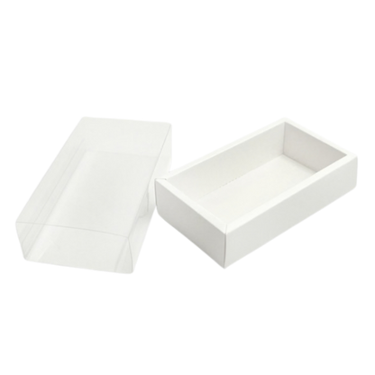 Set 4 buc – cutie carton albă cu fereastră, 18x10x6 cm