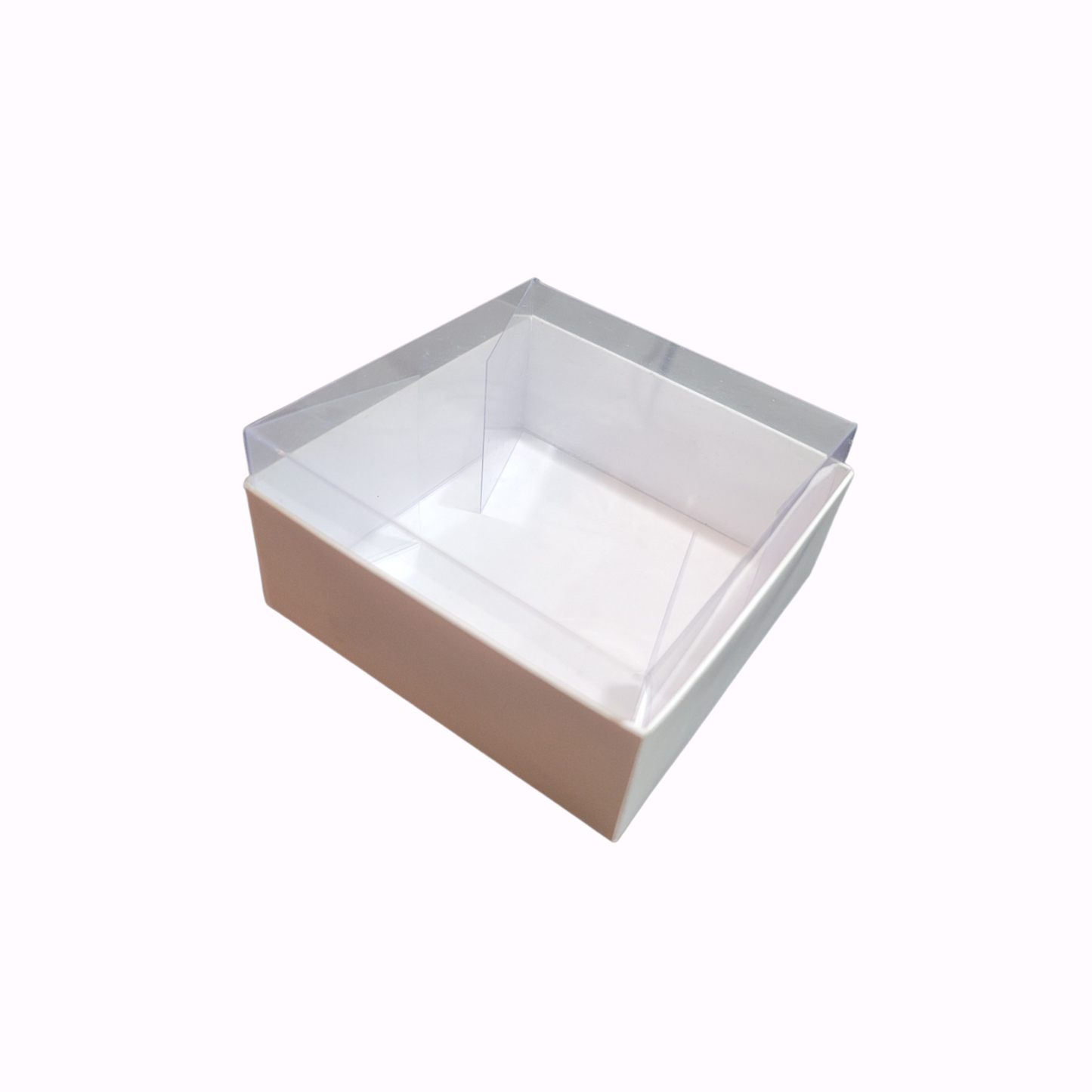 Cutie Carton Albă cu capac din Acetofan transparent 6.5x6.5x4 cm