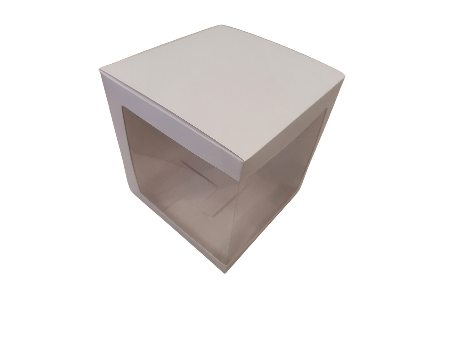 Cutie Carton Albă cu Fereastră din Acetofan, 16.5x16.5x17 cm
