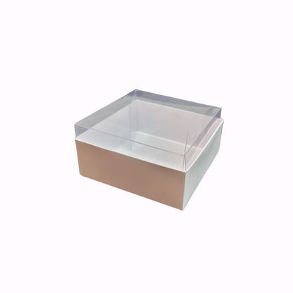 Cutie Carton Albă cu capac din Acetofan transparent 6.5x6.5x4 cm