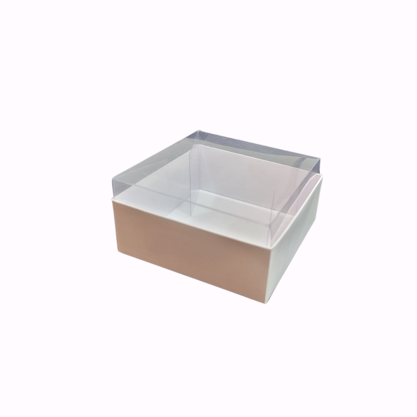 Cutie Carton Albă cu capac din Acetofan transparent 6.5x6.5x4 cm