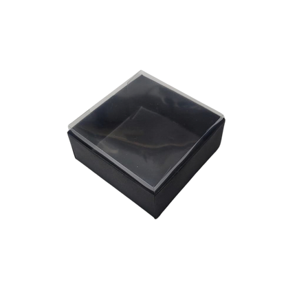Set 10 buc – cutie carton neagră cu capac transparent, 10x10x5 cm – imagine 3