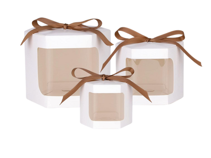 Cutie carton albă, 10x10x10 cm – Hexagon – imagine 3