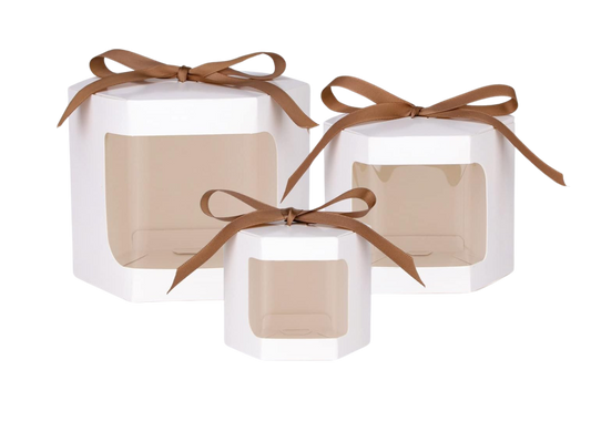 Set 4 Cutii albe produse hexagon 10x10x10 cm