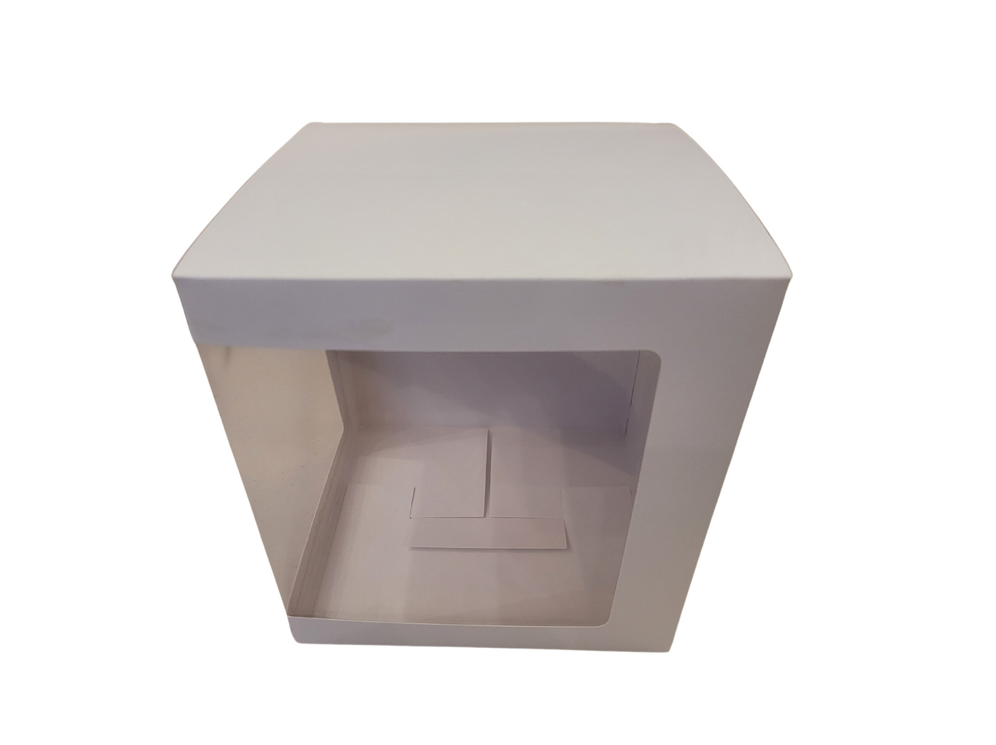 Cutie Carton Albă cu Fereastră din Acetofan, 16.5x16.5x17 cm