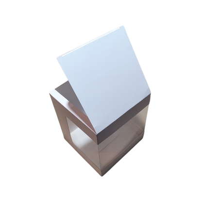 Cutie carton albă cu fereastră pe laturi, 13x13x15.5 cm – Pe – imagine 3