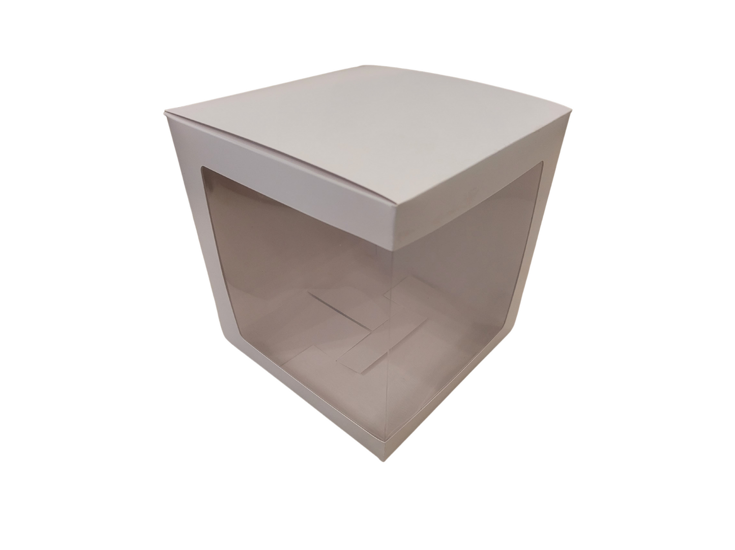 Cutie Carton Albă cu Fereastră din Acetofan, 16.5x16.5x17 cm