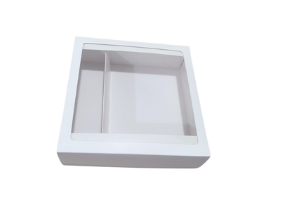 Cutie carton albă cu capac transparent, 20x20x6 cm – imagine 5