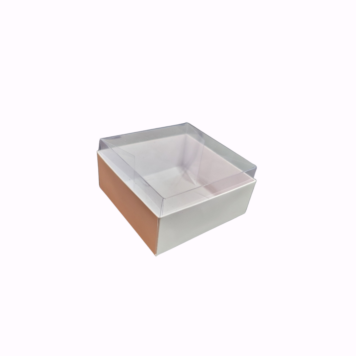 Cutie Carton Albă cu capac din Acetofan transparent 6.5x6.5x4 cm