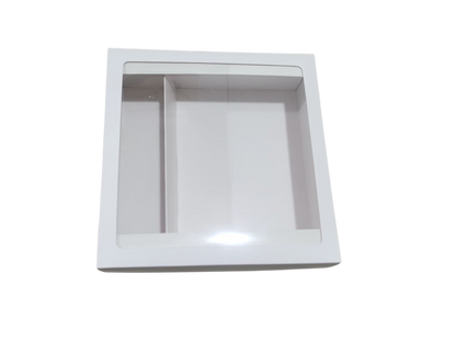 Cutie carton albă cu capac transparent, 20x20x6 cm – imagine 6