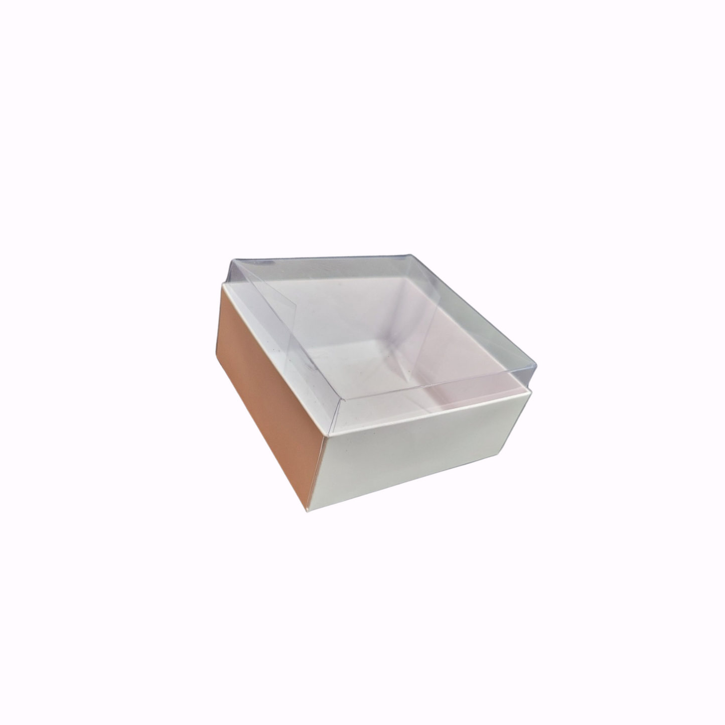 Cutie Carton Albă cu capac din Acetofan transparent 6.5x6.5x4 cm