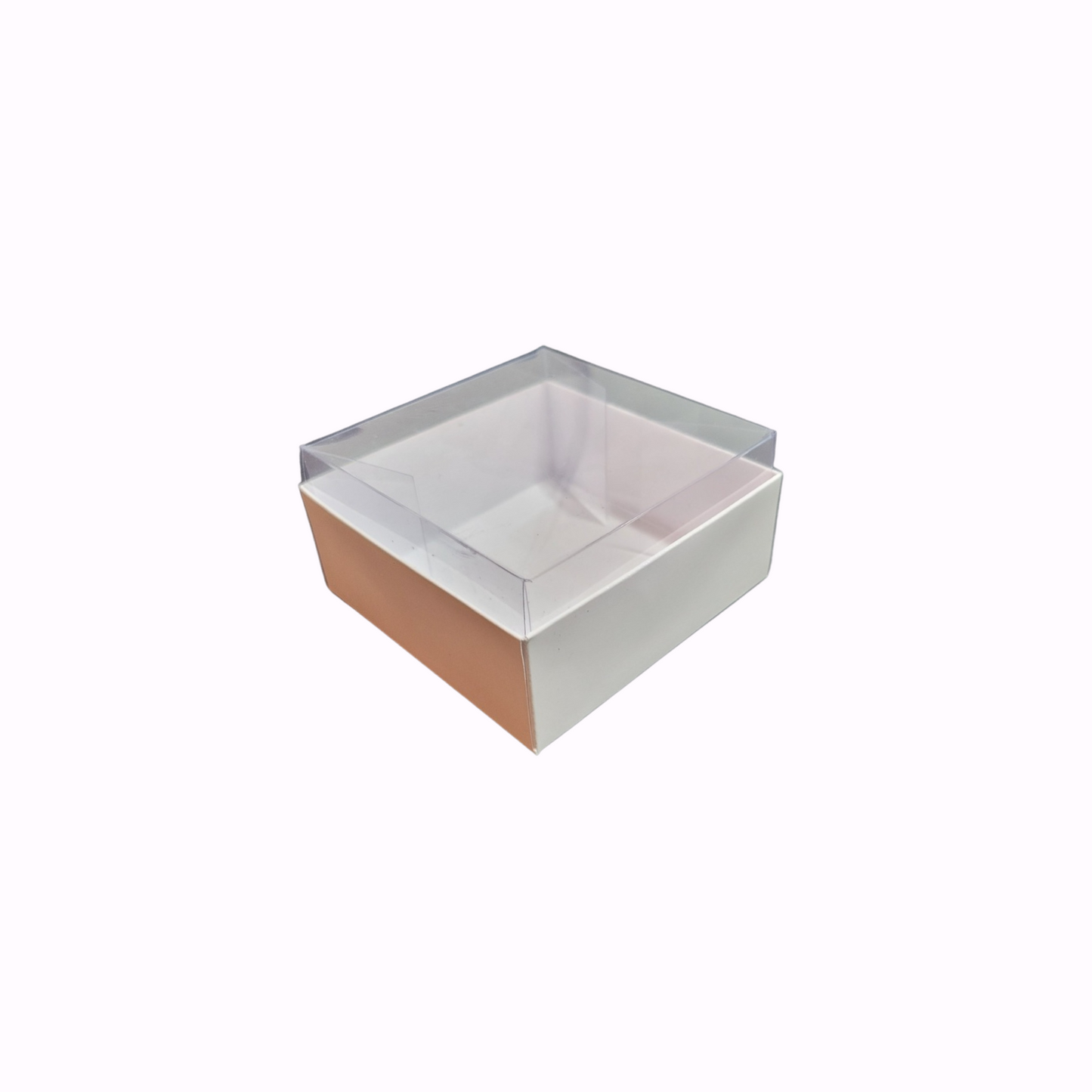 Cutie Carton Albă cu capac din Acetofan transparent 6.5x6.5x4 cm