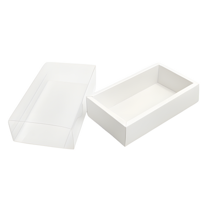 Cutie carton albă cu fereastră, 25x18x6 cm – Glisantă