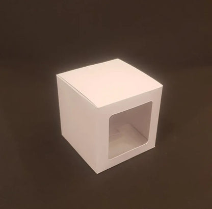 Cutie carton albă cu fereastră, 7.4x7.4x7.4 cm