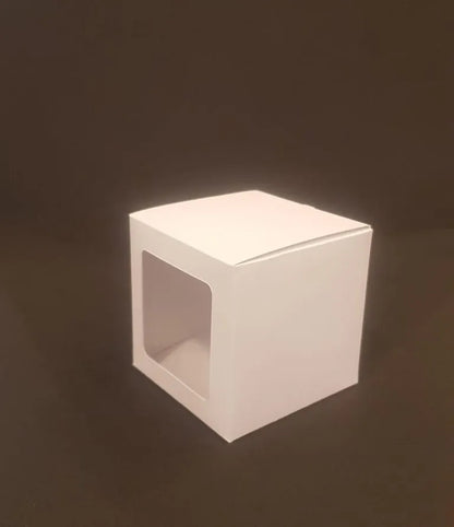 Cutie carton albă cu fereastră, 7.4x7.4x7.4 cm – imagine 3
