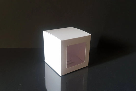 Cutie alba cu fereastra 8x8x10 cm