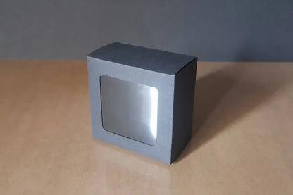 Cutie carton neagră cu fereastră, 8.1x8.1x4.5 cm – imagine 2