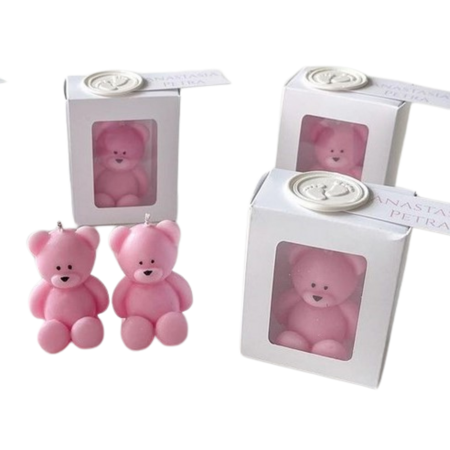 Cutie Carton Albă cu Fereastră din Acetofan, Ursulet, 6.5x5x3 cm