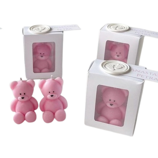 Cutie Carton Albă cu Fereastră din Acetofan, Ursulet, 6.5x5x3 cm