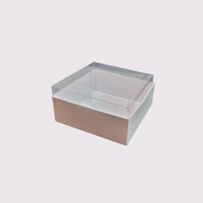 Cutie Carton Albă cu capac din Acetofan transparent 6.5x6.5x4 cm